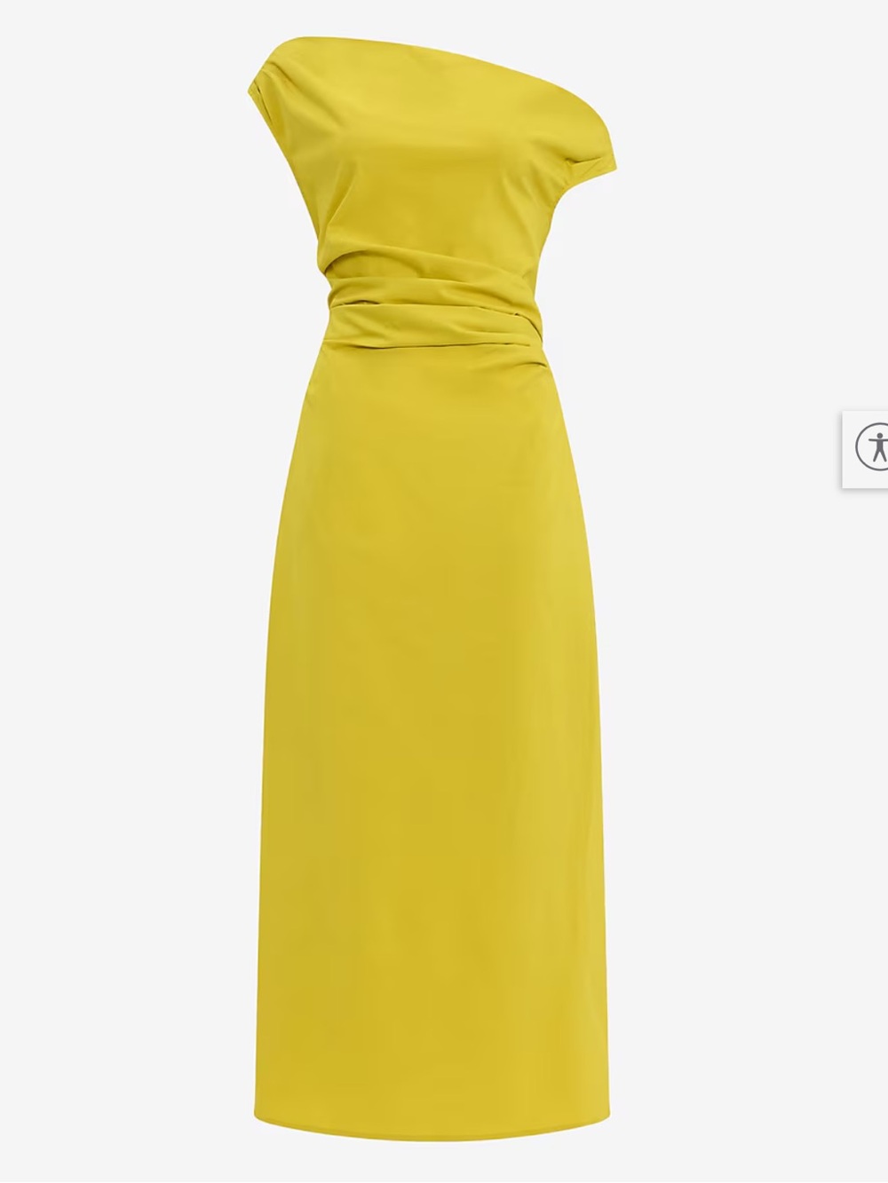 Stretch Cotton Poplin One Shoulder Pleated Maxi Dress with Pockets - Picture 3 of 3